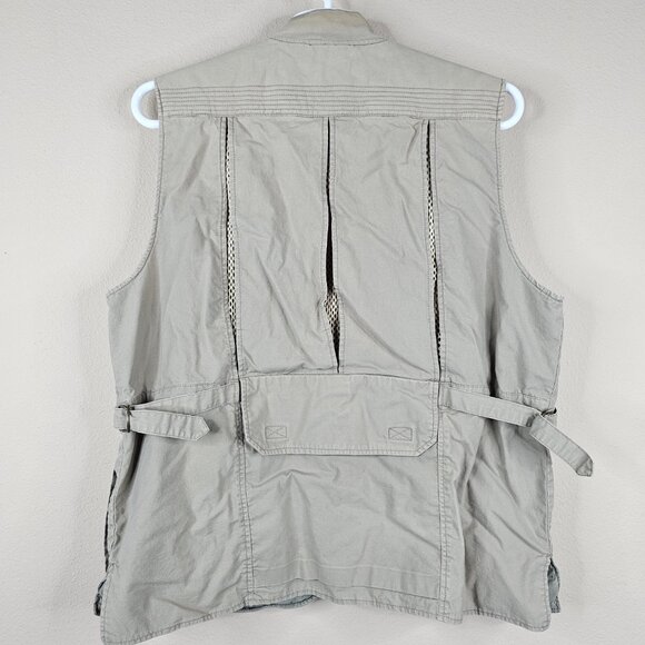 Cabelas Safari Vest Mens Large Beige Multi Pocket Fishing Hunting - Picture 3 of 16